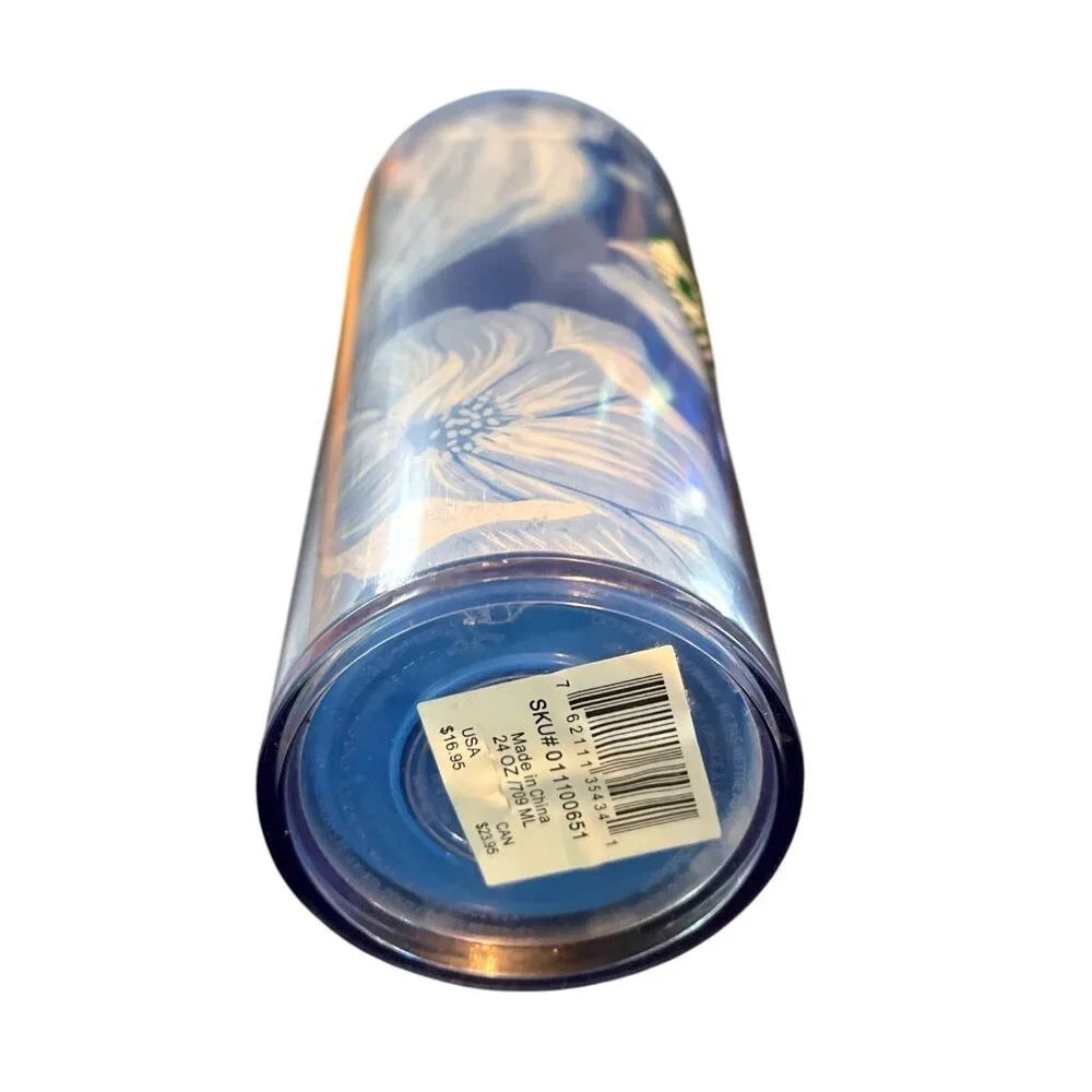 Starbucks 24 Oz Desert Floral Cactus Tumbler Blue & White Flowers Plastic Cup - Picture 5 of 5